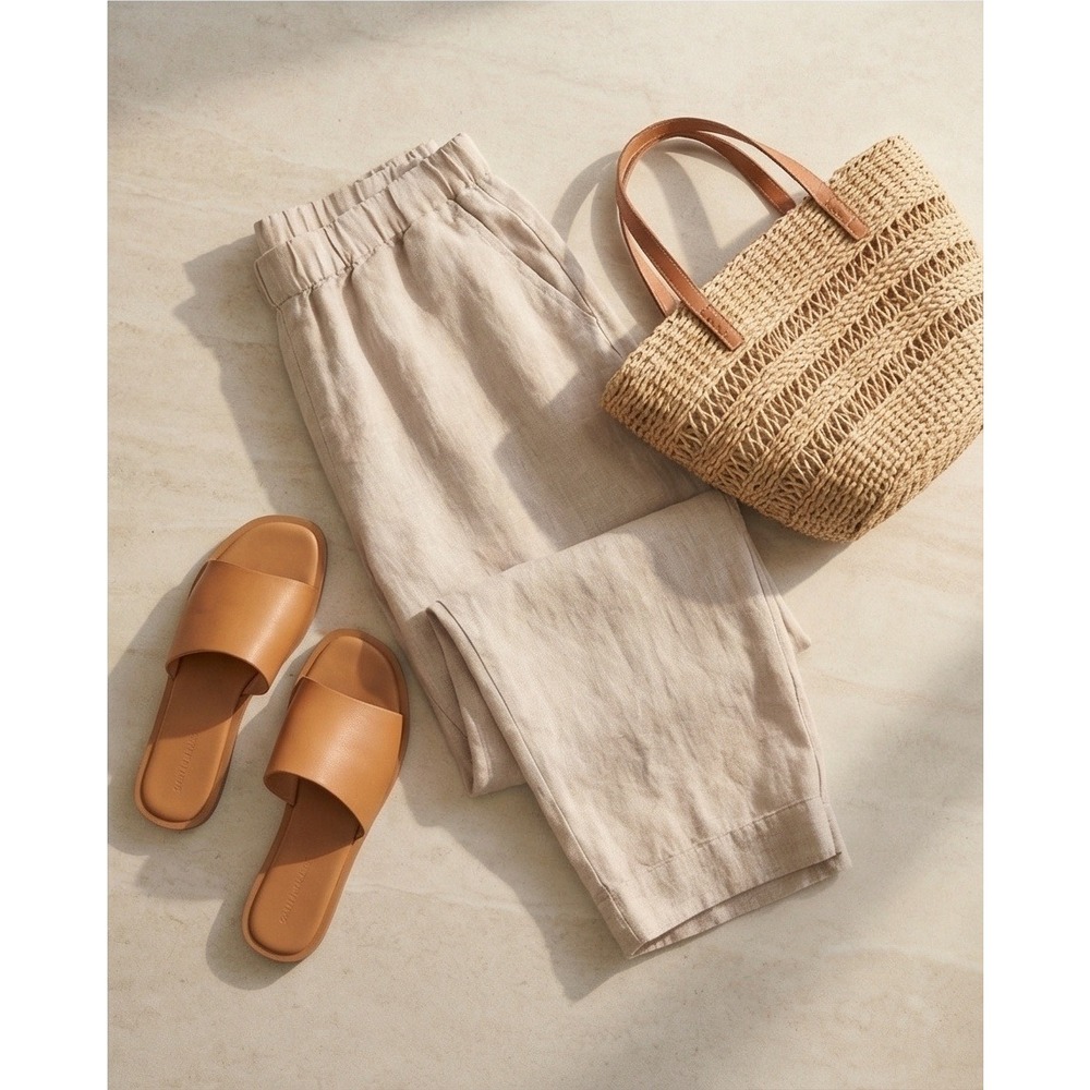 J. JILL Pure Jill Linen Cropped Pants Womens 3X Elastic Waist Casual Pockets - Picture 4 of 10